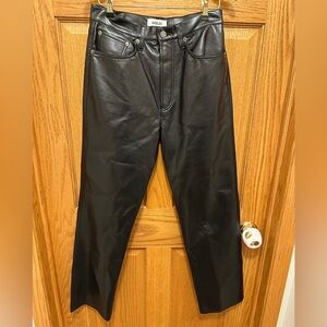 AGOLDE 90's Pinch Waist Recycled Black Leather Pants Detox 28 see description